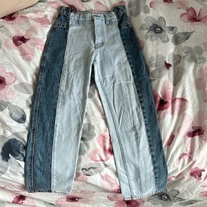 Revice Denim High rise Straight LegTwo Toned Patchwork Gemini / Crossroads Jeans